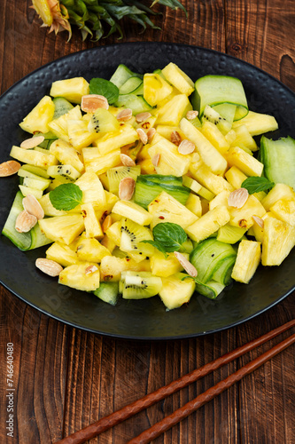Vegetarian pineapple and cucumber salad.