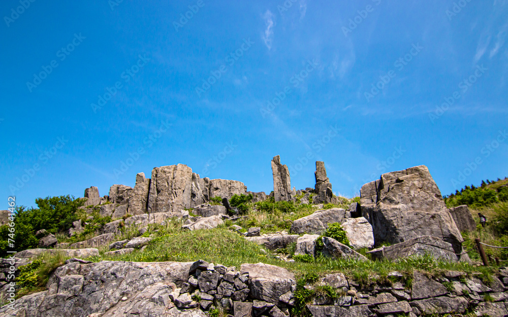 Landscape view of vertical rocks Mount Mudeungsan, in Gwangju, South Korea.