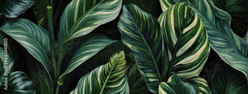 Calathea leaf pattern with a tropical and lush botanical feel. 