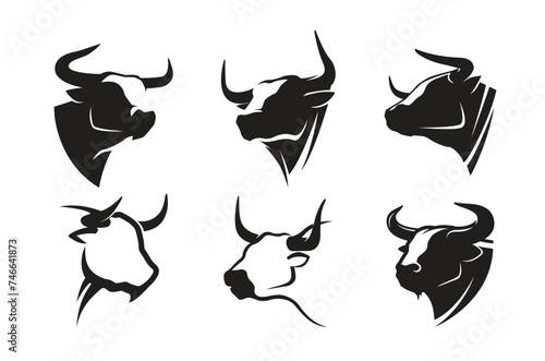 creative buffalo cow ox bull head collection logo vector design inspiration