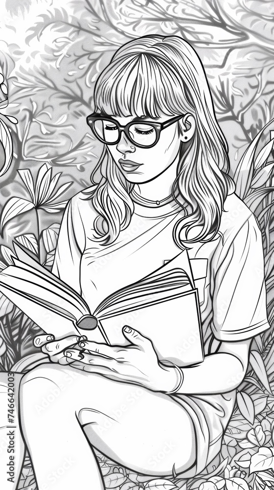 A woman sitting on a bench reading a book A woman sitting on a bench reading a book