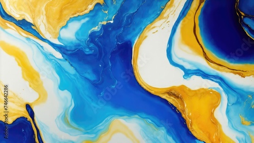 luxury Blue  Gold and Blue abstract fluid art painting in alcohol ink technique Background