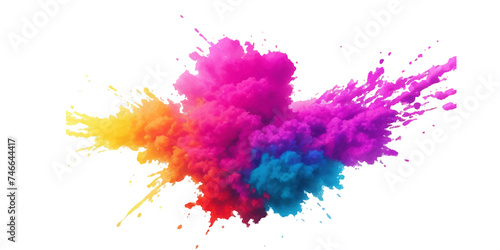 Bright colorful watercolor splash splatter stain brush strokes on white background. Modern vibrant aquarelle spot. Rainbow trendy isolated design on white. Element. Vector watercolor illustration