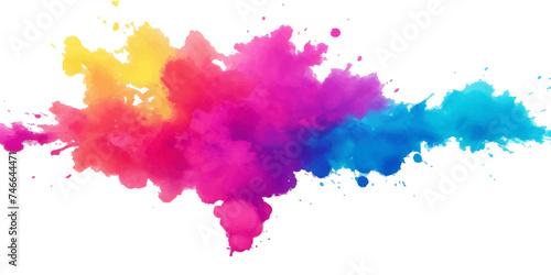 Bright colorful watercolor splash splatter stain brush strokes on white background. Modern vibrant aquarelle spot. Rainbow trendy isolated design on white. Element. Vector watercolor illustration