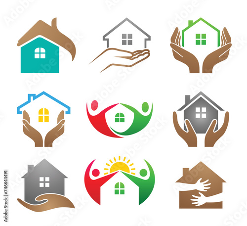 creative house care collection logo vector symbol icon illustration