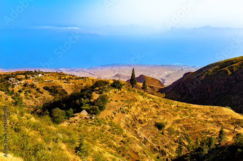 Mountain landscape on the Island Santo Antao, Cape Verde, Cabo Verde, Africa.