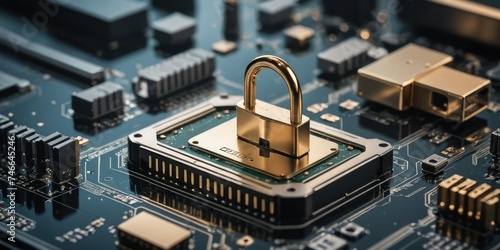 Verified Vigilance: Motherboard Closeup of Cybersecurity Excellence