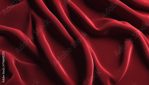Fabric texture. Red velvet. Folds of velvet fabric. Soft focus