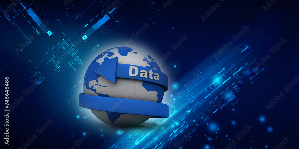 Samolepka 3d rendering Database storage network concept