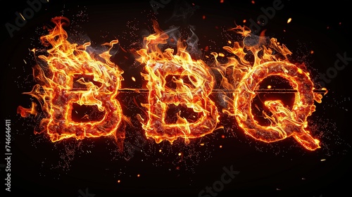 Fiery BBQ lettering on a dark background