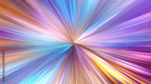Abstract background with burst of colorful holographic rays and lines.