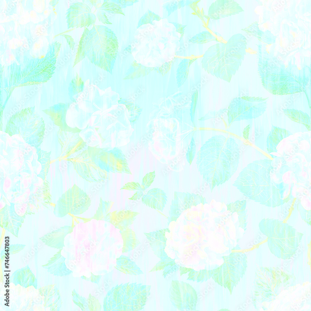Blue pattern seamless aesthetic floral abstract watercolor repeating background soft pastel colors surreal distorted flowers textured abstract background glitch effect design
