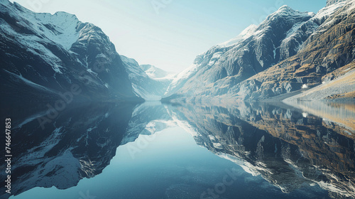 Majestic Mountains Reflecting in Tranquil Alpine Lake © Nijam
