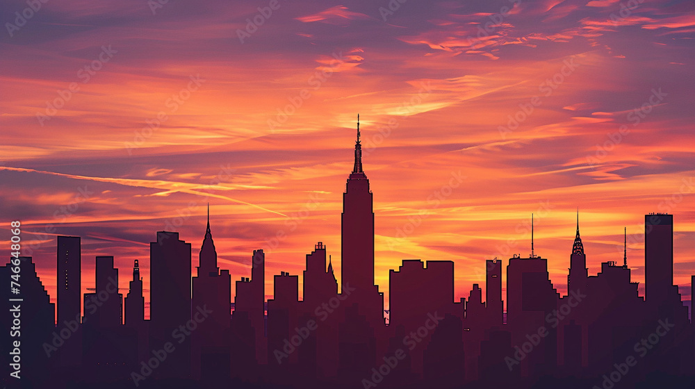 Majestic Urban Skyline at Sunset