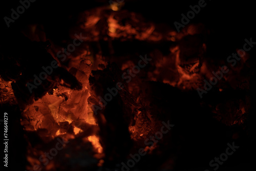 Fire flame. Flame texture. Burning firewood in stove.