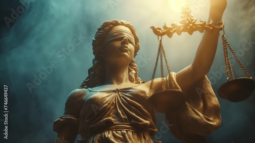 Marble statue of Lady Justice, Symbol of Law and Justice photo