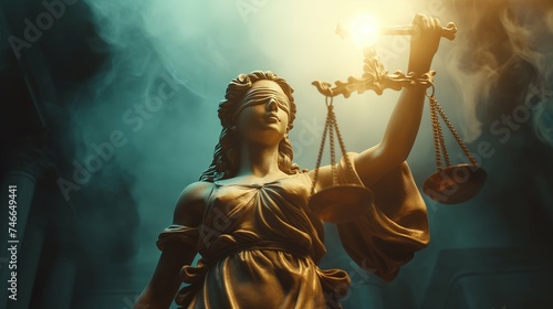 Marble statue of Lady Justice, Symbol of Law and Justice