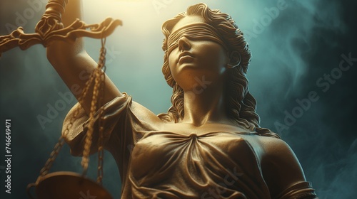 Marble statue of Lady Justice, Symbol of Law and Justice