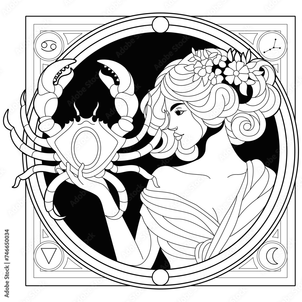 Vector Cancer Astrological Zodiac Signs Illustration Isolated Vector Cancer Astrological Zodiac Signs Illustration Isolated