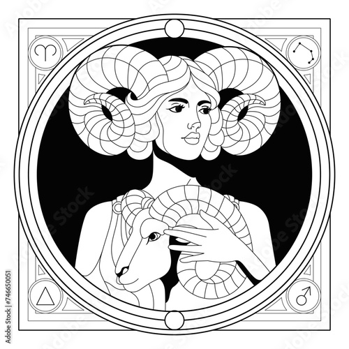 Vector Aries Astrological Zodiac Signs Illustration Isolated