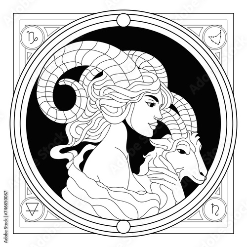 Vector Capricorn Astrological Zodiac Signs Illustration Isolated