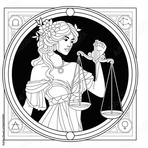 Vector Libra Astrological Zodiac Signs Illustration Isolated