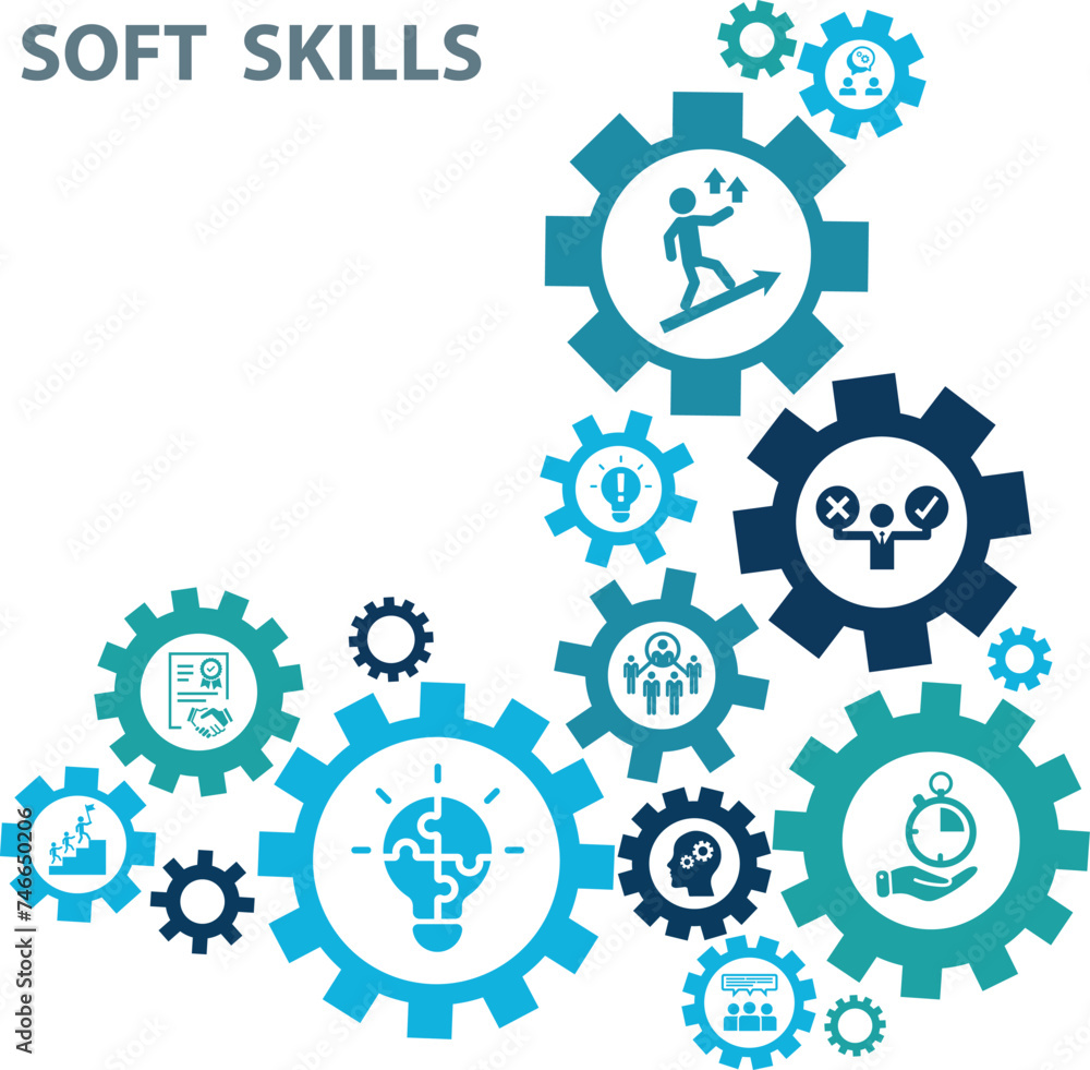 Soft skills icon set. Containing communication, empathy, assertiveness, personality, problem-solving, creativity, punctuality and work ethics icons. Solid icons vector collection. EPS 10 Soft skills icon set. Containing communication, empathy, assertiveness, personality, problem-solving, creativity, punctuality and work ethics icons. Solid icons vector collection. EPS 10