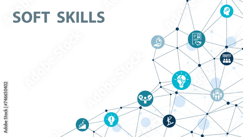 Soft skills icon set. Containing communication, empathy, assertiveness, personality, problem-solving, creativity, punctuality and work ethics icons. Solid icons vector collection. EPS 10