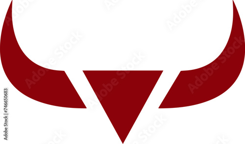 Bull horn logo with minimalist line in geometric shapes or isolated