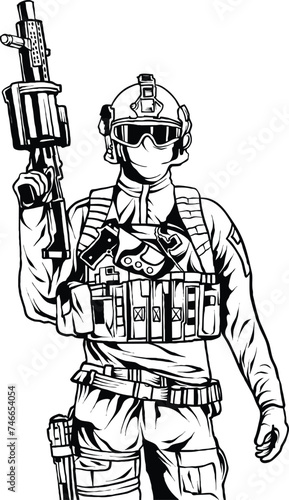 vector tactical soldier with gun in his hand