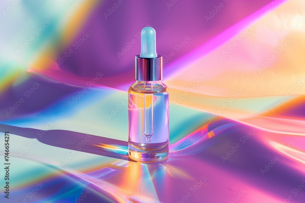 Holographic Serum Bottle on Table Holographic Serum Bottle on Table