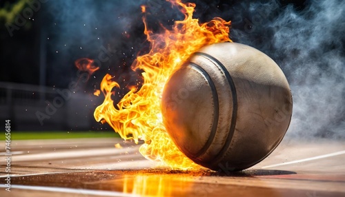 bowling strike hit with fire explosion