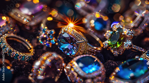 Sparkling Gemstone Jewelry in Radiant Light
