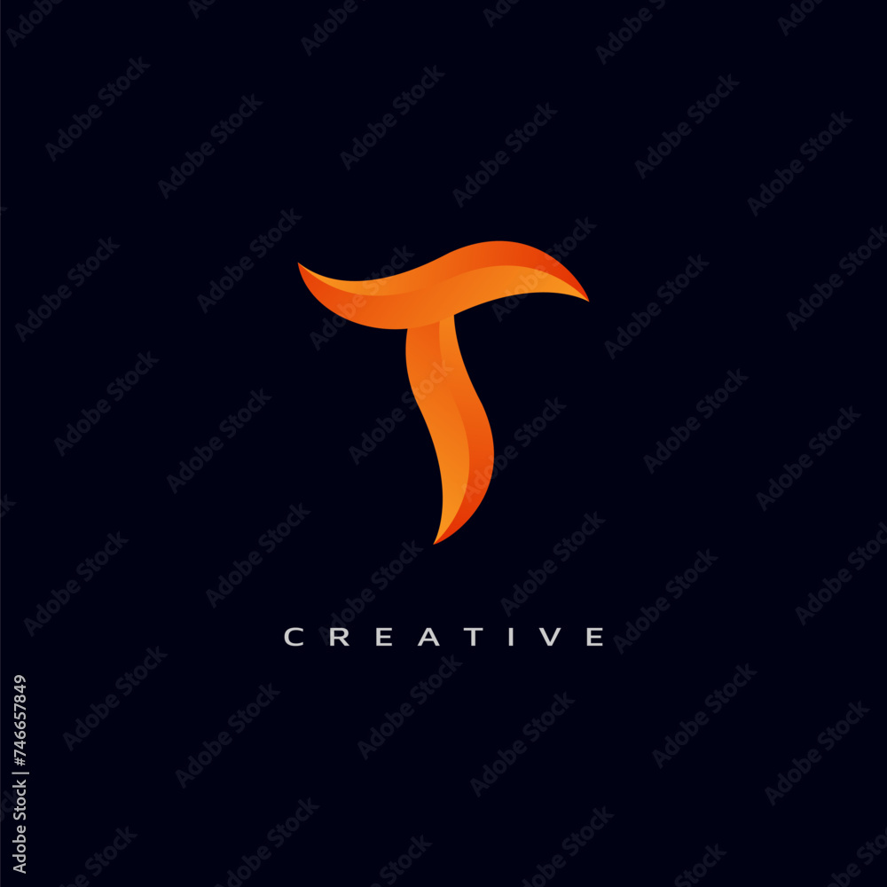 Obraz premium Letter T With Bubble, Initial Letter Logo For Your Company Name, Alphabet Logo Template Ready For Use, Modern Initial Logo 