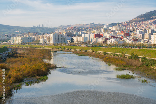 Scenic view of Tetouan city with the Martil River in North Morocco