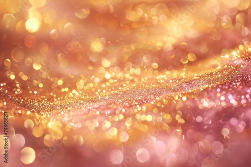 Abstract blurry image of a gold and pink background, suitable for various design projects