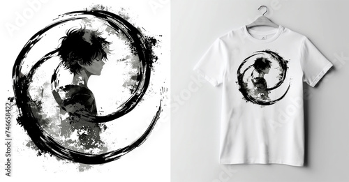 Anime young man, t-shirt design