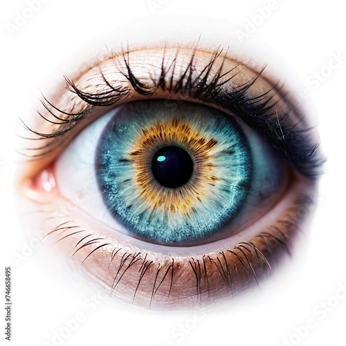 blue eye macro on transparent background