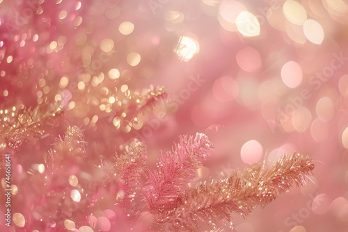 Detailed close up of a pink Christmas tree  perfect for holiday backgrounds
