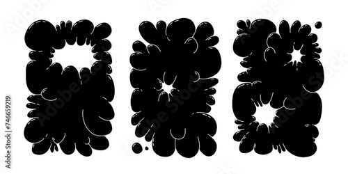 Bubble abstract shapes sticker pack. Funky balloon organic elements icon sign in trendy retro y2k style. Cartoon graffiti vector illustration isolated on white background.