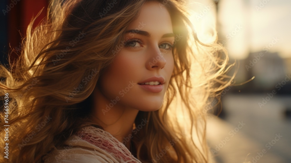 A beautiful young woman with long brown hair. Suitable for beauty and lifestyle concepts A beautiful young woman with long brown hair. Suitable for beauty and lifestyle concepts