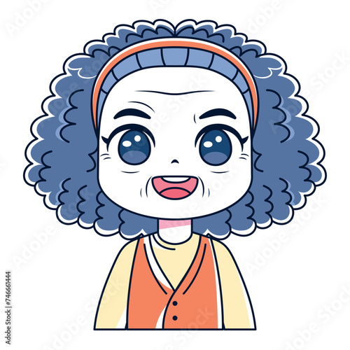 Vector Cute Old Woman Avatar Grandmother Character Illustration Isolated