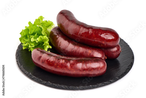 Bratwurst sausages, isolated on white background. High resolution image