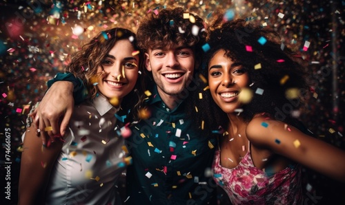 Happy diverse people celebr...