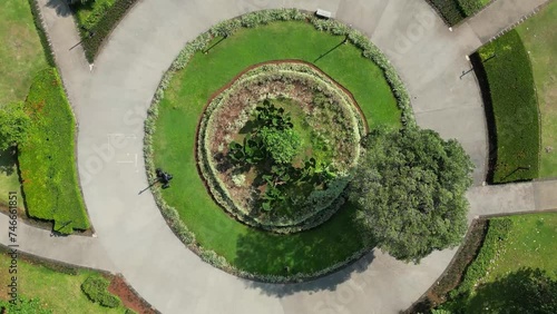 Explore Jakarta's Gelora Bung Karno park from the sky with drone footage. See iconic landmarks, bustling streets, and serene morning activities. Perfect place to start your day! photo