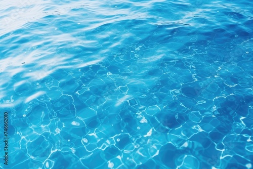 A serene image of a blue pool with clear water and gentle ripples. Perfect for summer and relaxation concepts © Fotograf