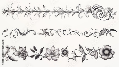 Beautiful floral designs on a clean white background. Perfect for various design projects