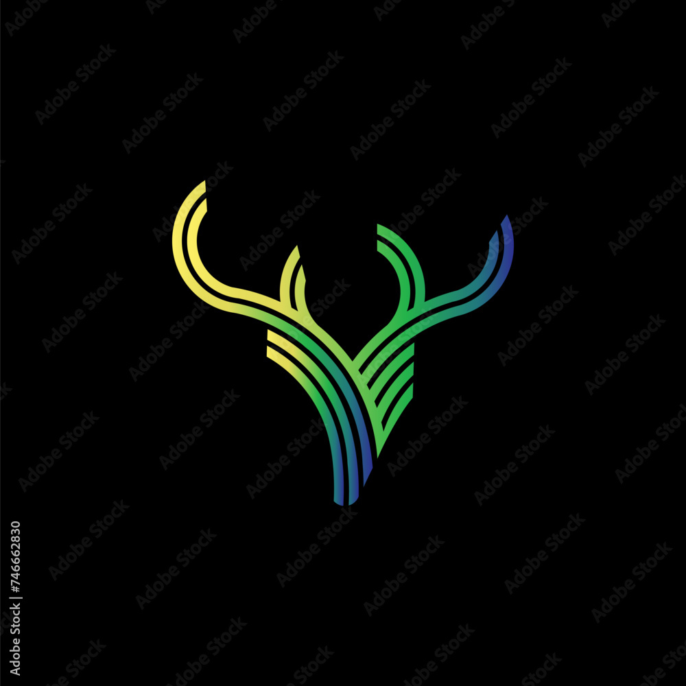vector abstract deer logo design template with blue vector abstract deer logo design template with blue