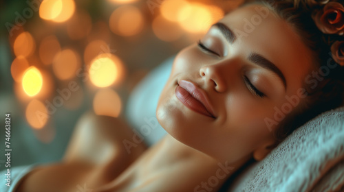 Rejuvenating Tranquility Closed-Eyed Spa Portrait of a Young Woman