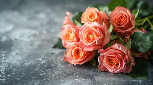 Fragrant bouquet of exquisite pink roses in a bouquet